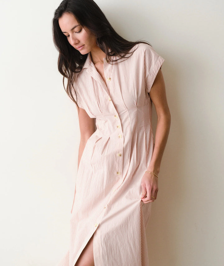 Nova Midi Shirt Dress Rust/White Stripe
