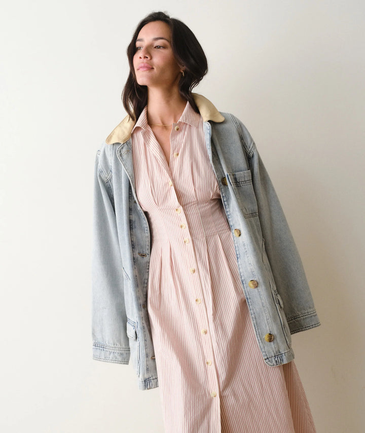 Nova Midi Shirt Dress Rust/White Stripe