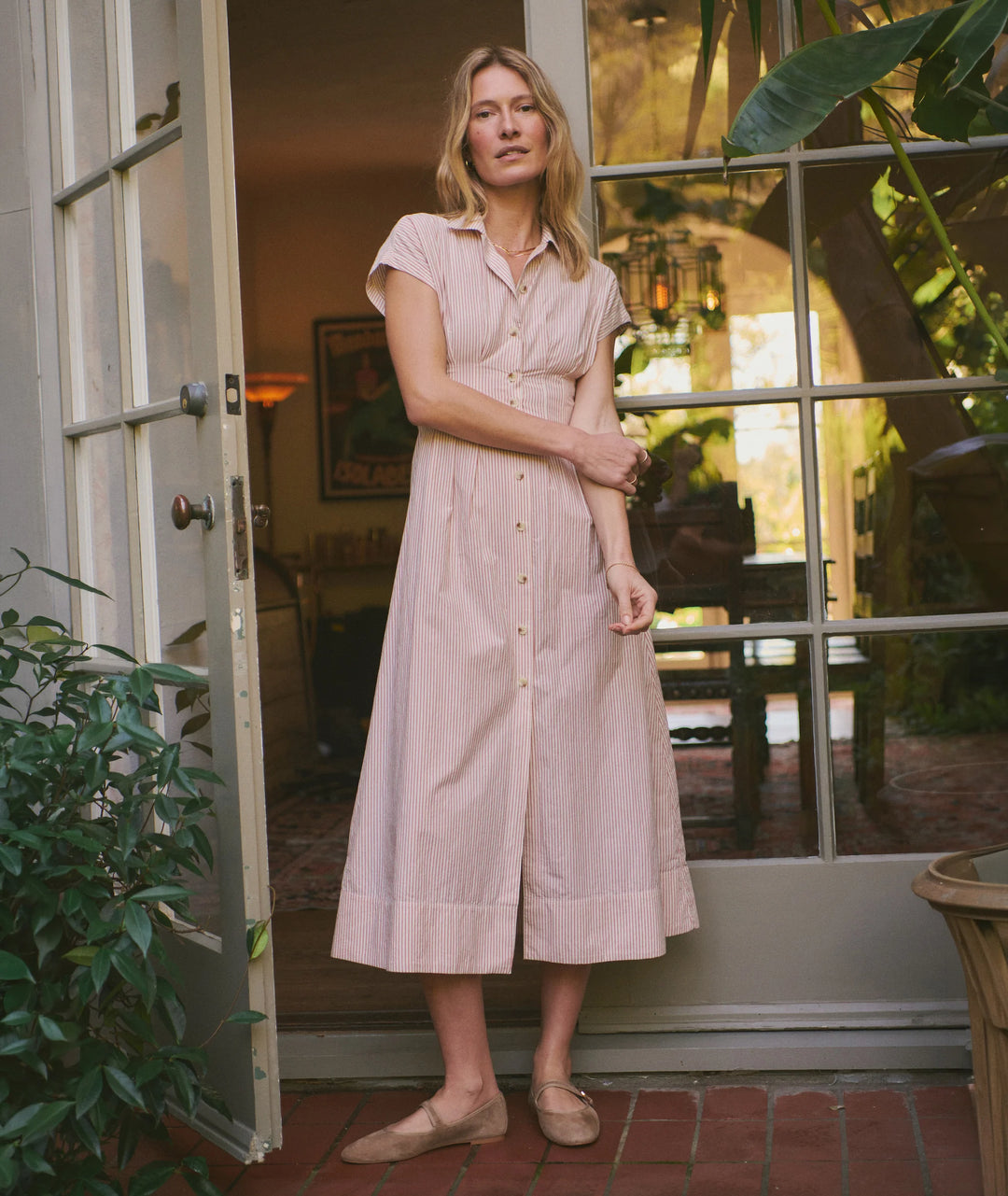 Nova Midi Shirt Dress Rust/White Stripe