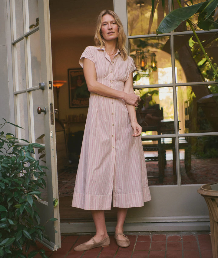 Nova Midi Shirt Dress Rust/White Stripe