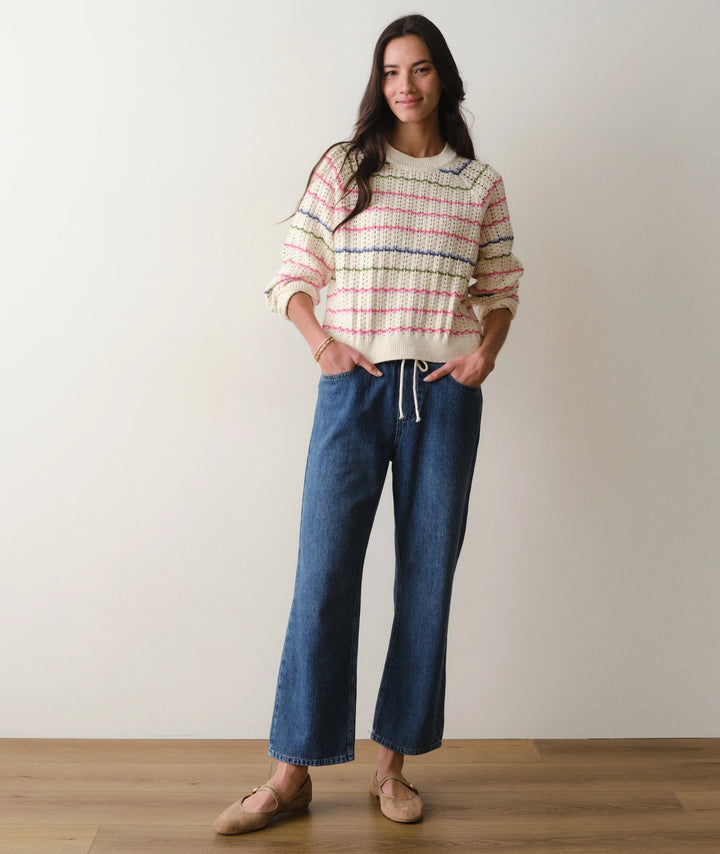 Mina Pointelle Sweater Rainbow Stripe