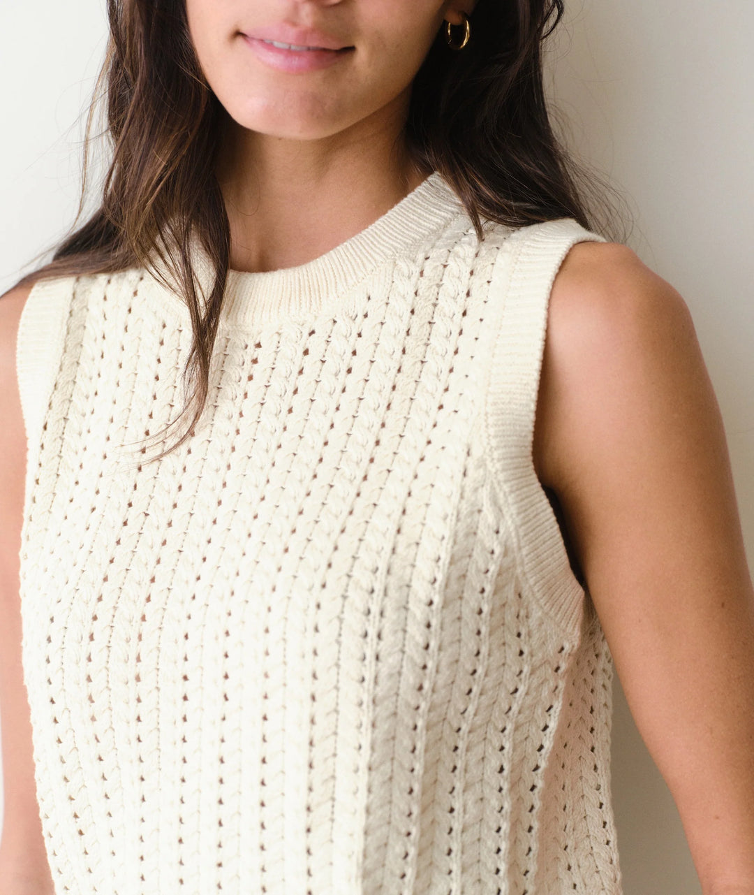 Mina Pointelle Sweater Tank Cream