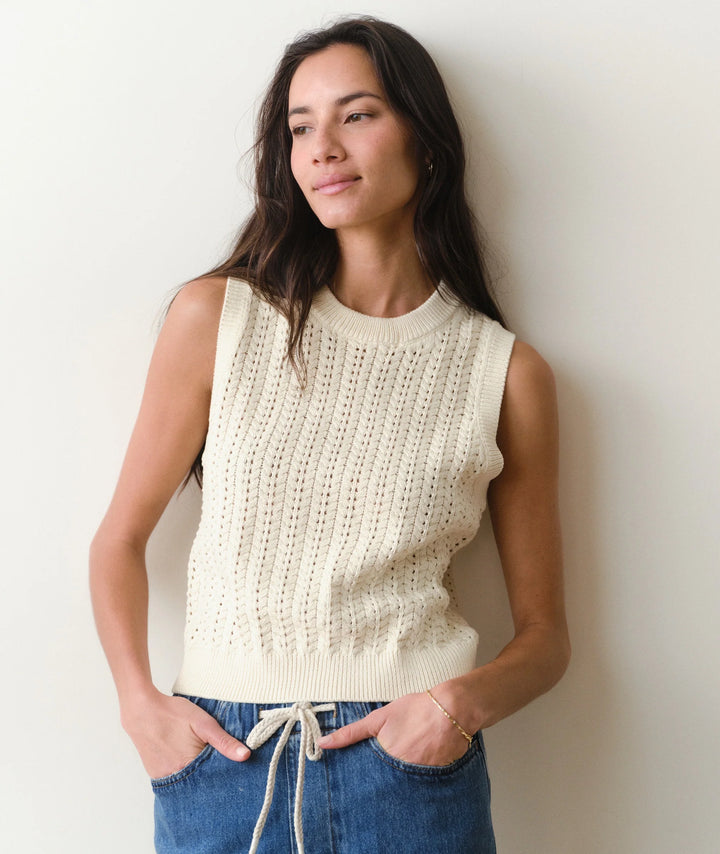 Mina Pointelle Sweater Tank Cream