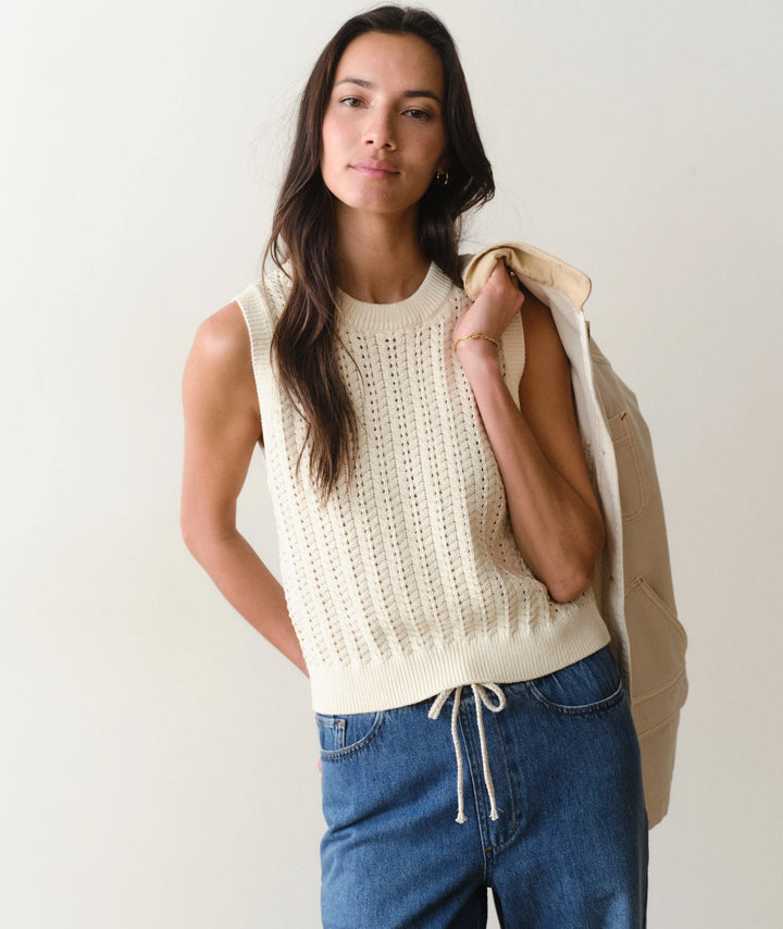 Mina Pointelle Sweater Tank Cream