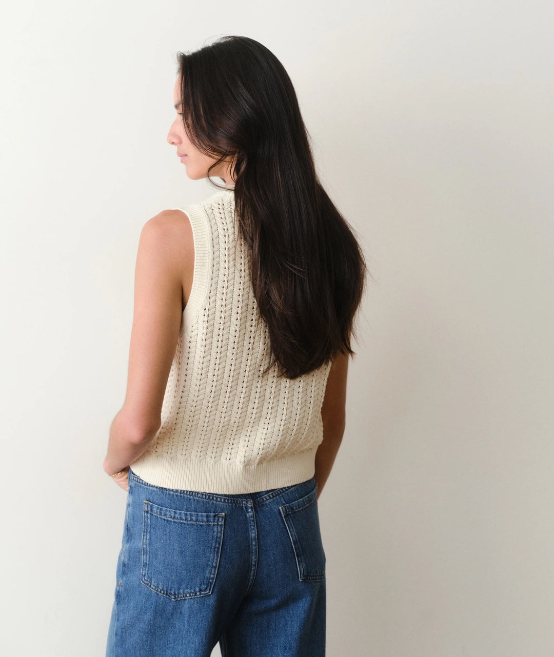 Mina Pointelle Sweater Tank Cream