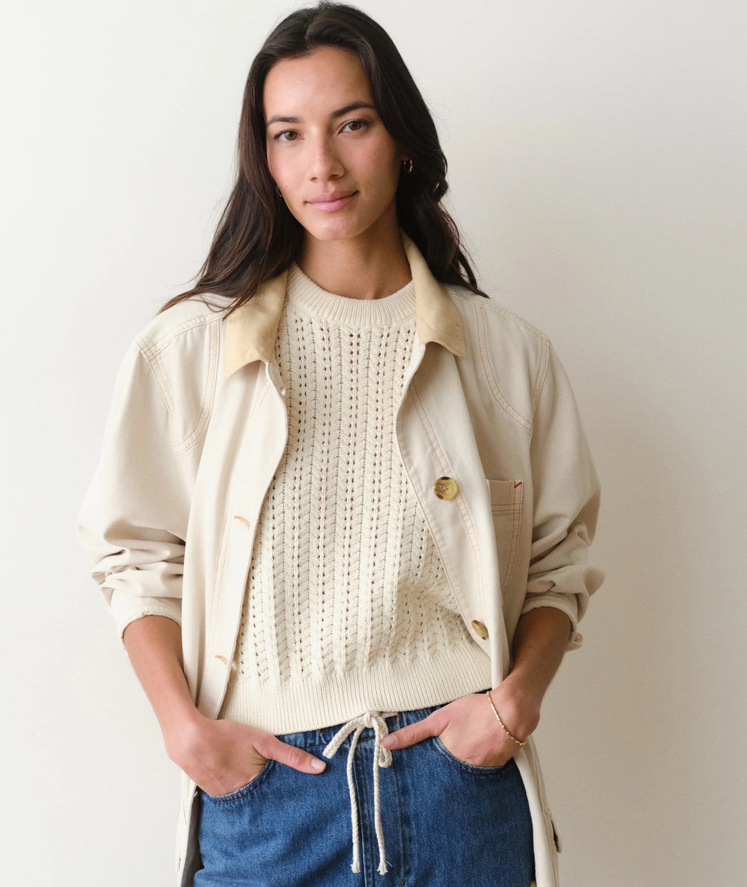 Mina Pointelle Sweater Tank Cream