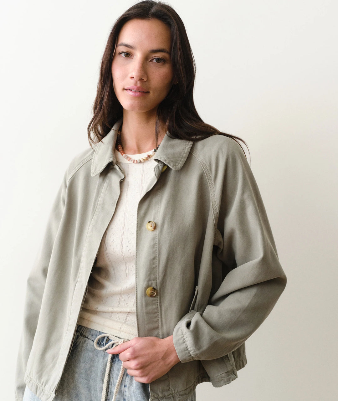 Olivia Cropped Trench Sage