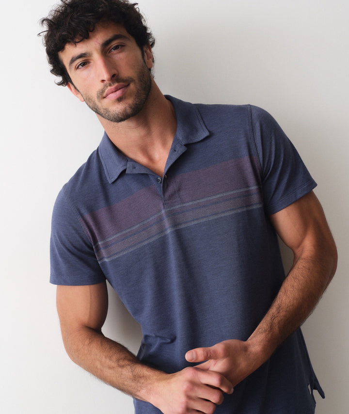 Air Stripe Polo White Vintage Indigo Sunset Stripe