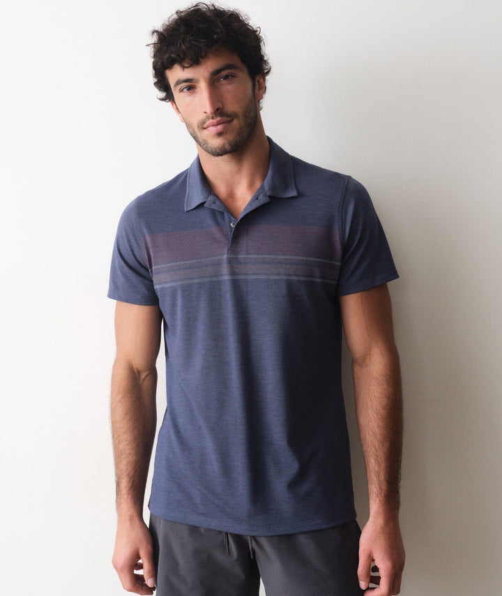 Air Stripe Polo White Vintage Indigo Sunset Stripe