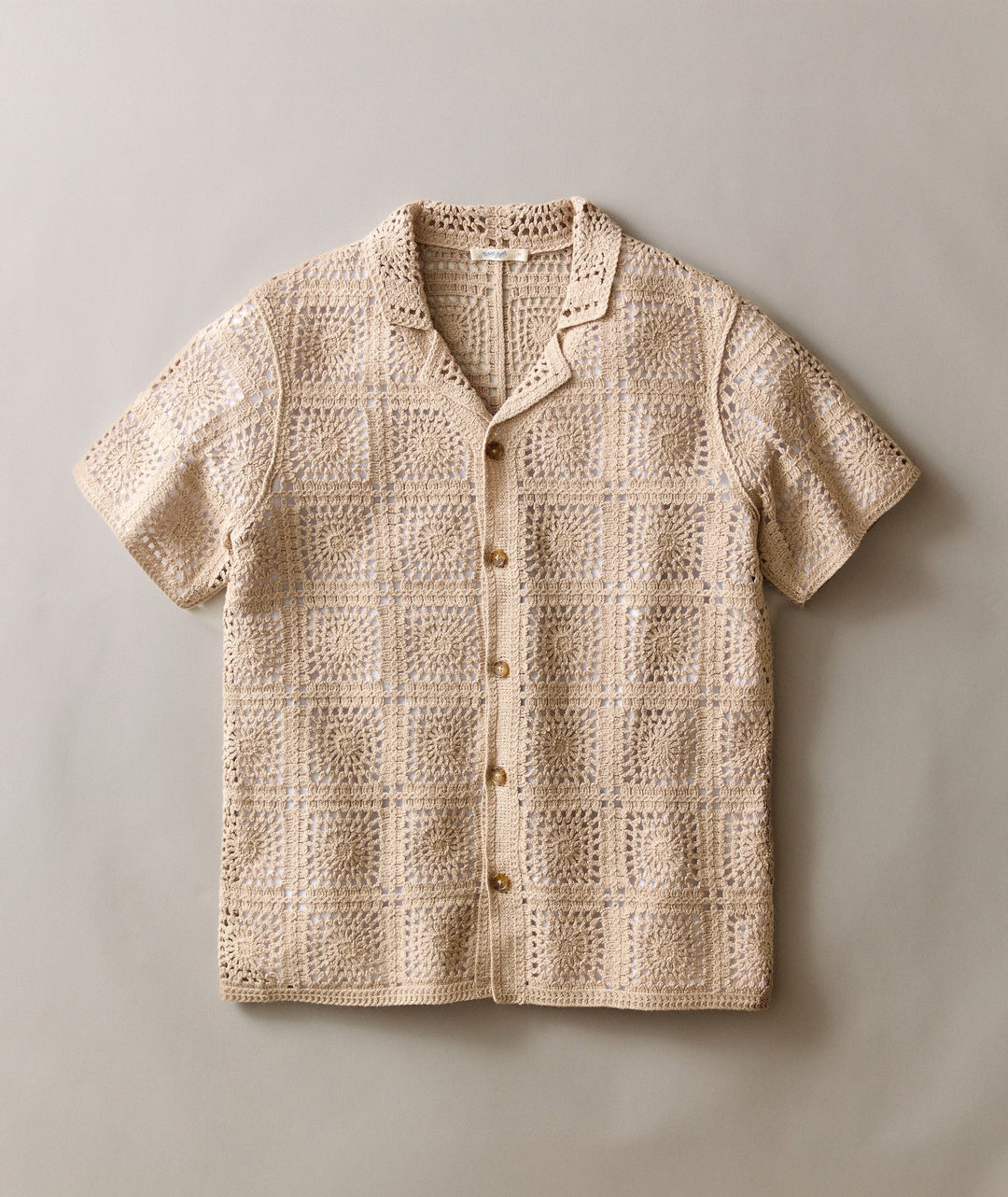 Callum Crochet Button Down Vintage Khaki