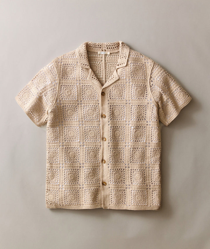 Callum Crochet Button Down Vintage Khaki