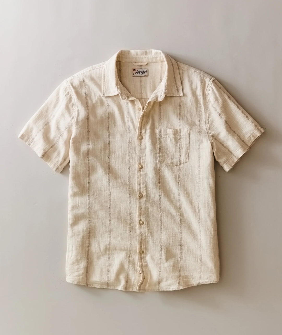 Classic Stretch Selvage Shirt Cream Embroidery