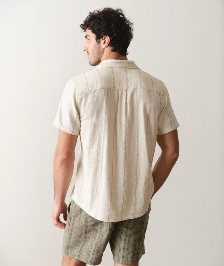 Classic Stretch Selvage Shirt Cream Embroidery
