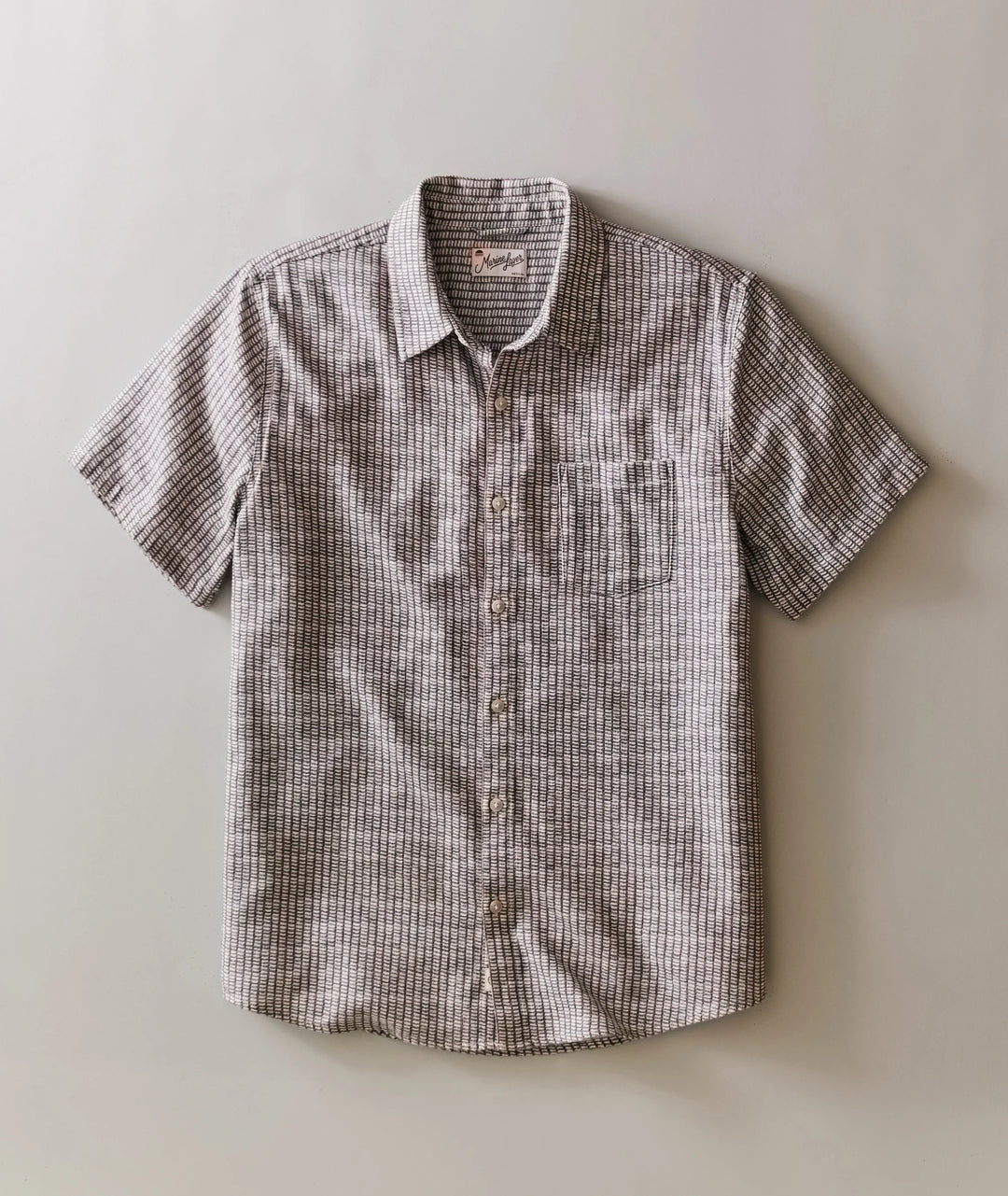 Classic Stretch Selvage Shirt Green Matchstick Print