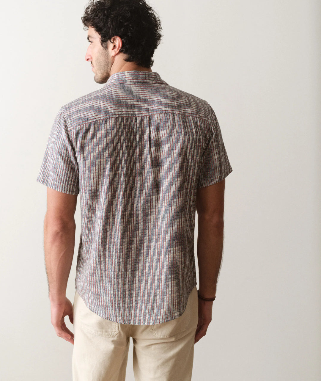 Classic Stretch Selvage Shirt Green Matchstick Print