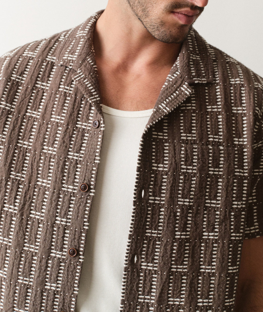 Dobby Resort Shirt Brown