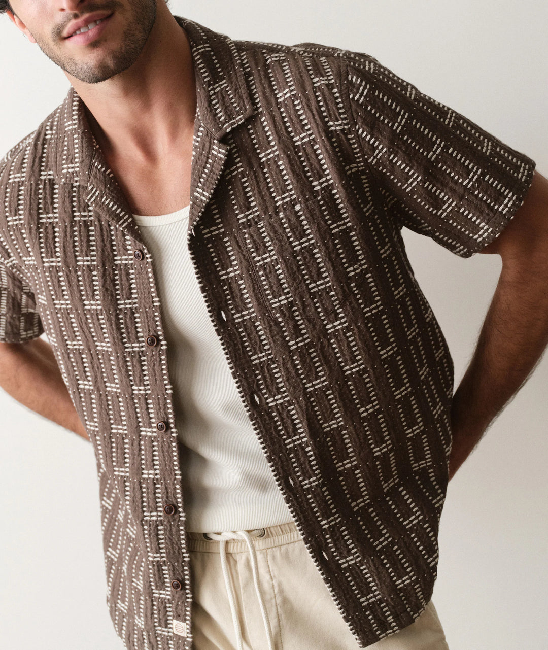 Dobby Resort Shirt Brown
