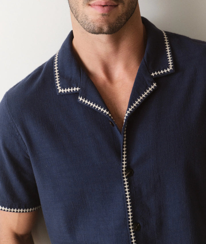 Embroidered Resort Shirt India Ink