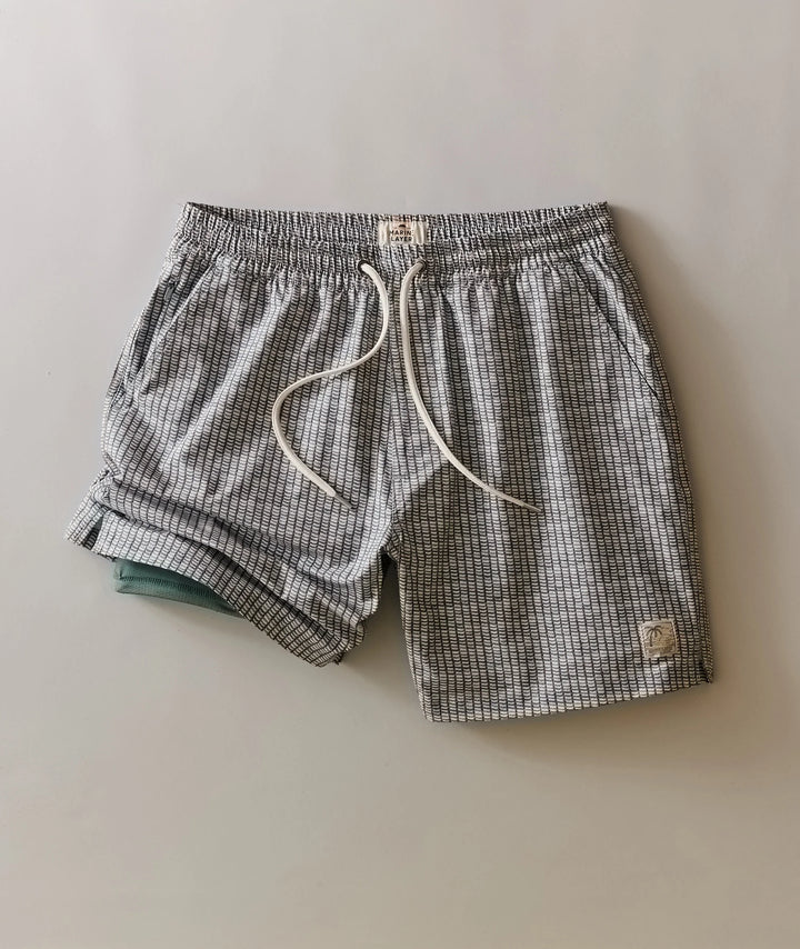 Lined Sport & Swim Short 6" Green Matchstick Print