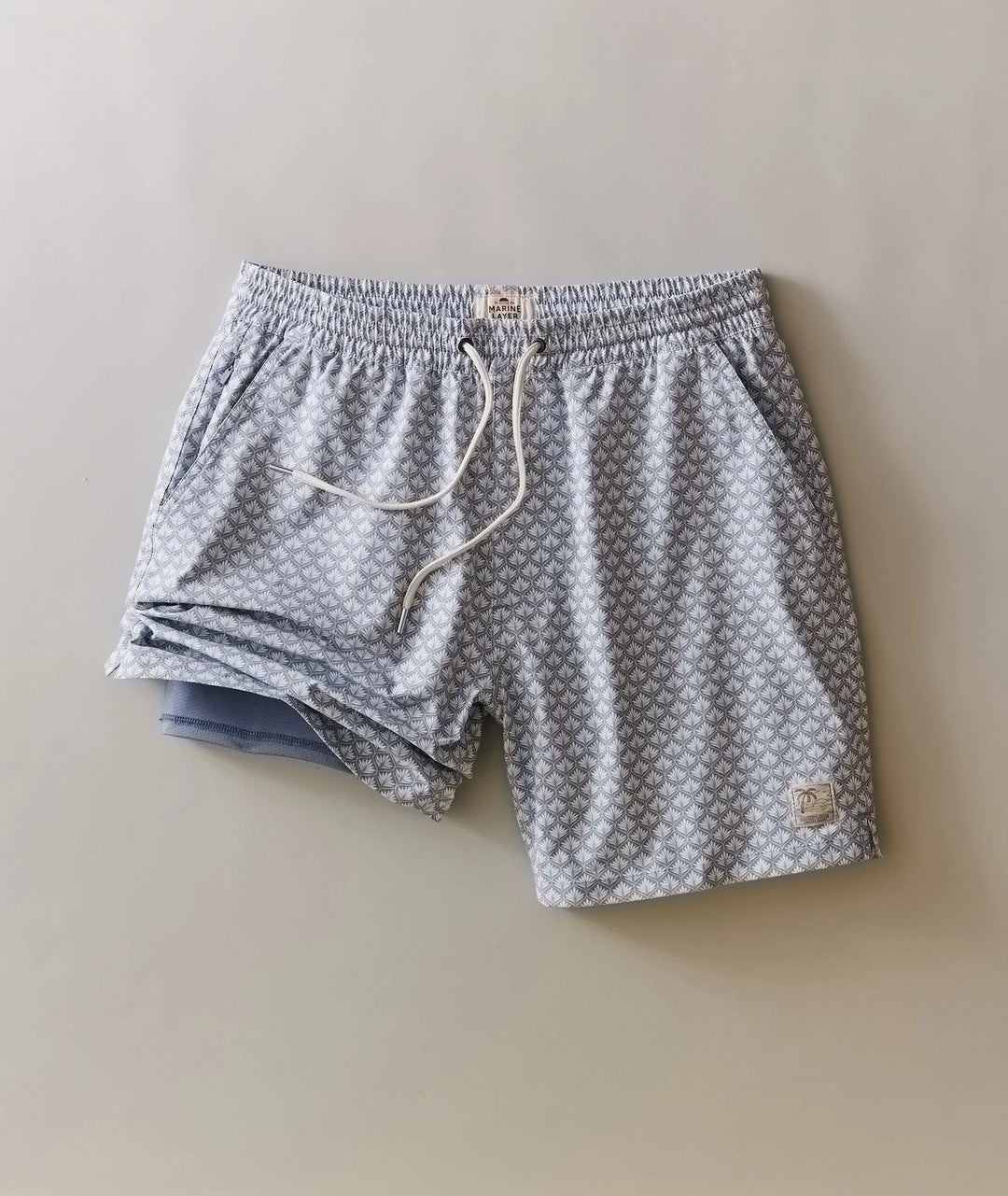 Lined Sport & Swim Short 6" Light Blue Agave Print