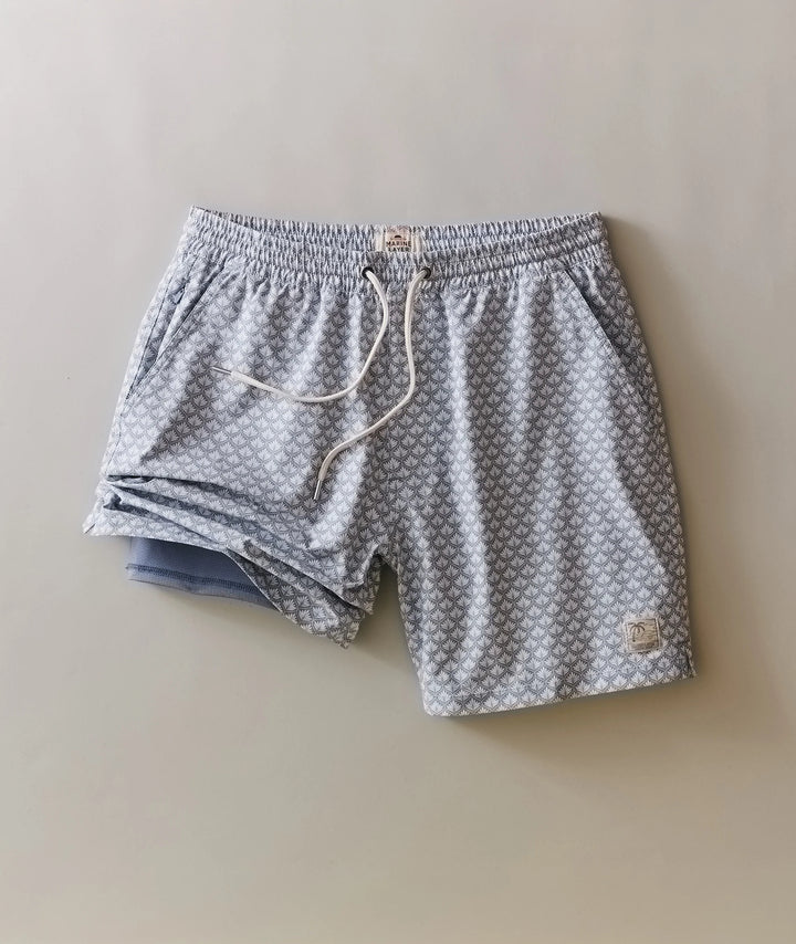 Lined Sport & Swim Short 6" Light Blue Agave Print