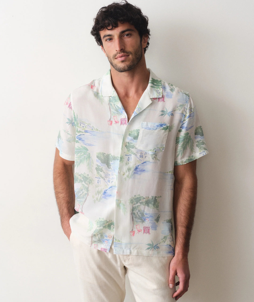 Luzio Resort Shirt Mediterranean Coastline Print