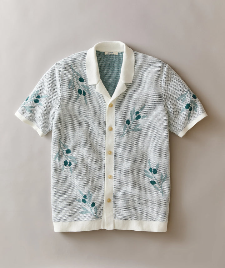 Olivo Resort Sweater White Olive Motif