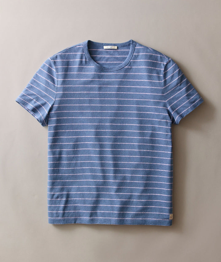 Relaxed Hemp Cotton Tee Navy/Lavender Stripe