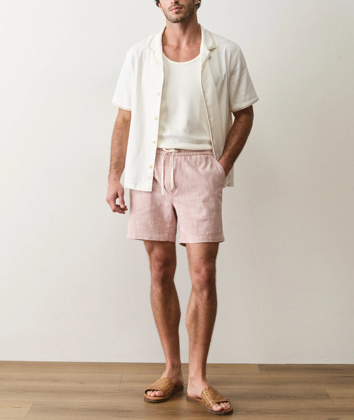 Saturday Beach Short 6" Withered Rose Stripe