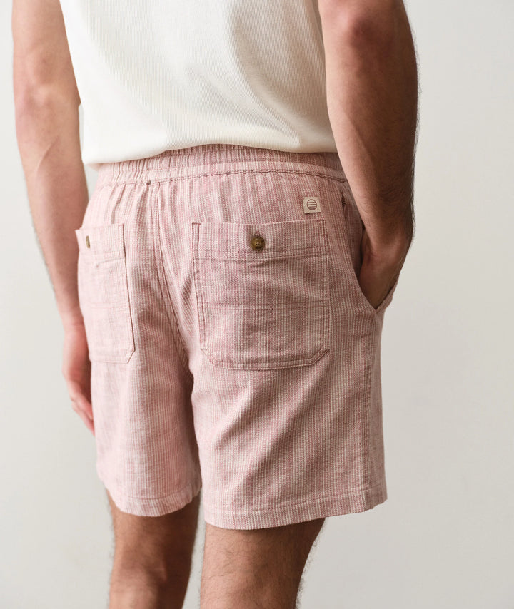 Saturday Beach Short 6" Withered Rose Stripe