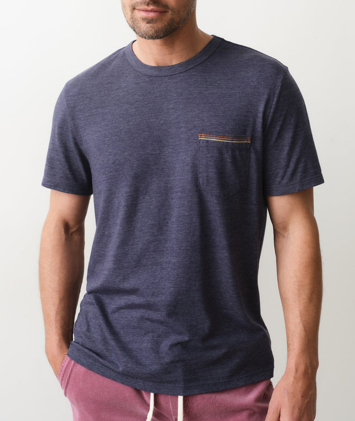 Signature Embroidered Pocket Tee Vintage Indigo