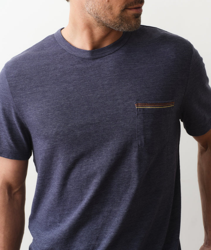 Signature Embroidered Pocket Tee Vintage Indigo