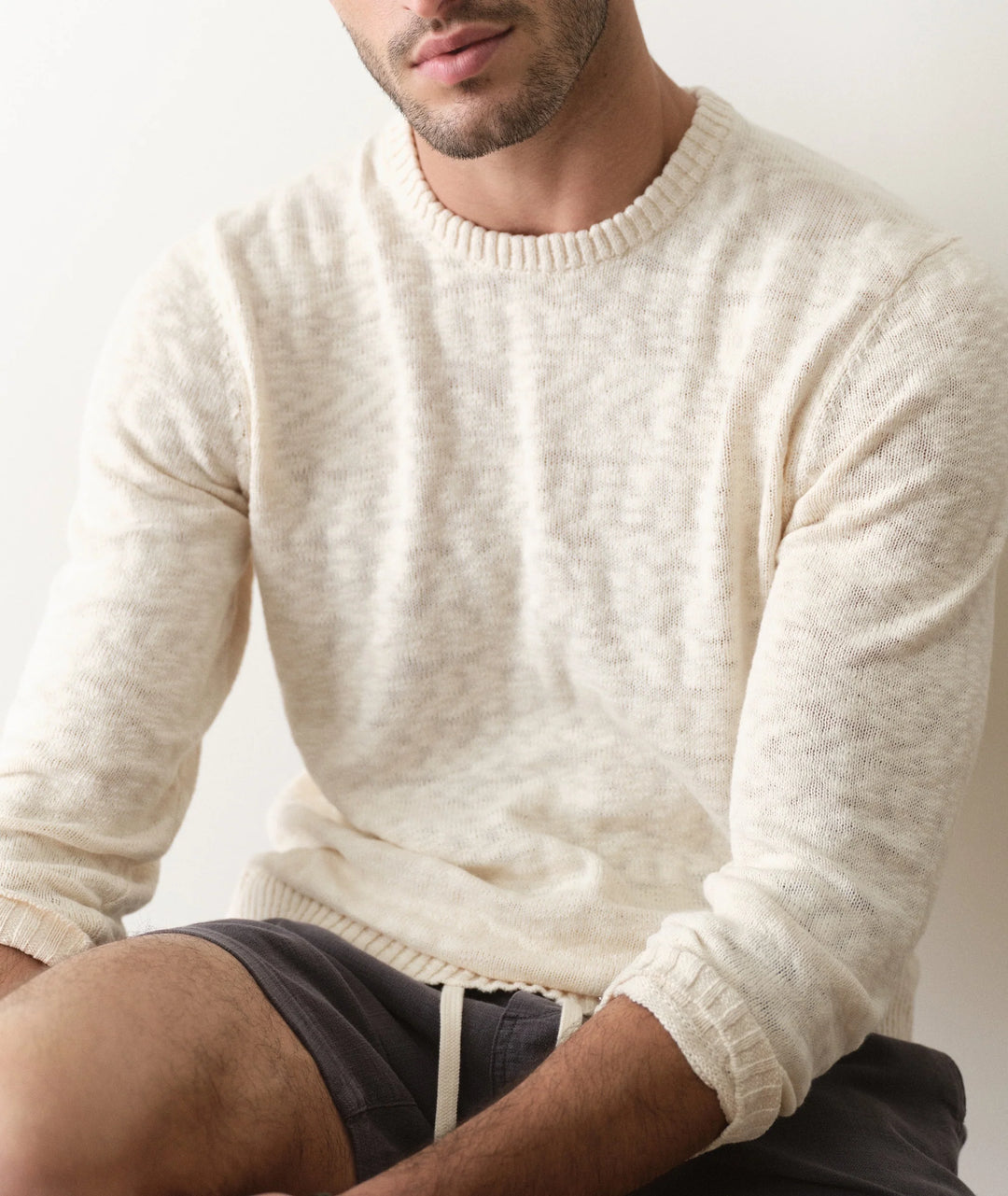 Slub Crew Sweater Natural