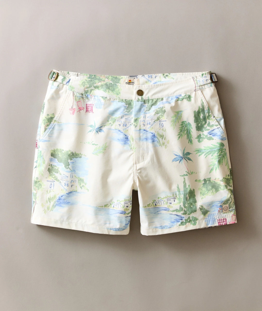 Tailored Swim Trunk 5" Mediterranean Coastline Print