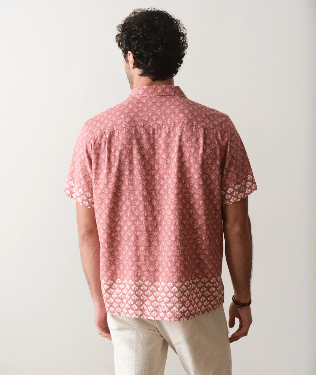 Tencel Linen Resort Shirt Withered Rose Agave Print