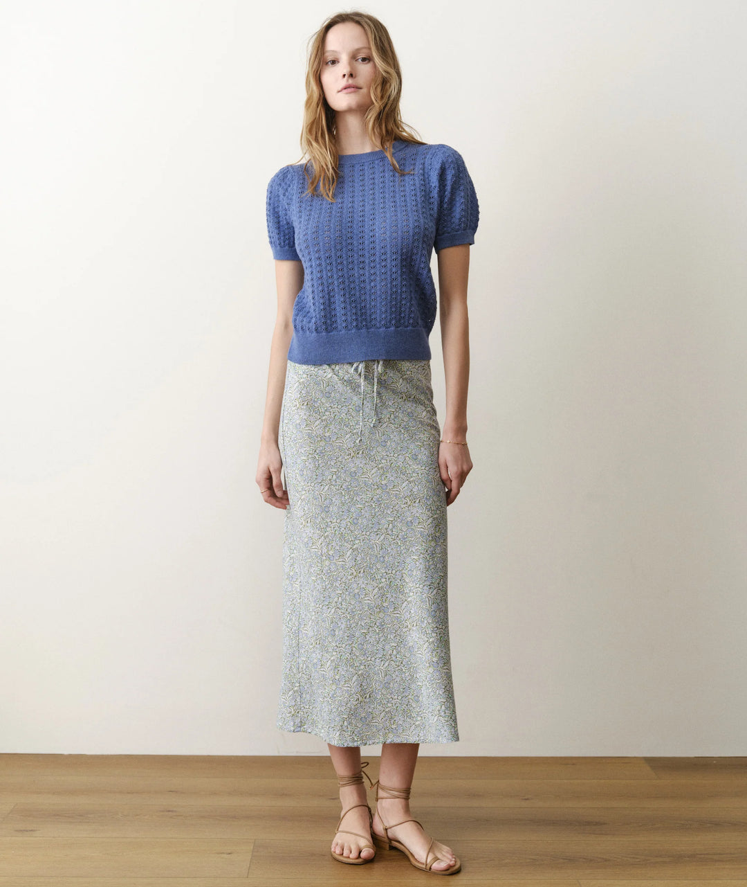 Avery Hemp Midi Skirt Sea Floral