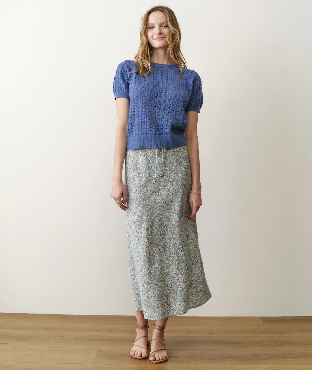 Avery Hemp Midi Skirt Sea Floral