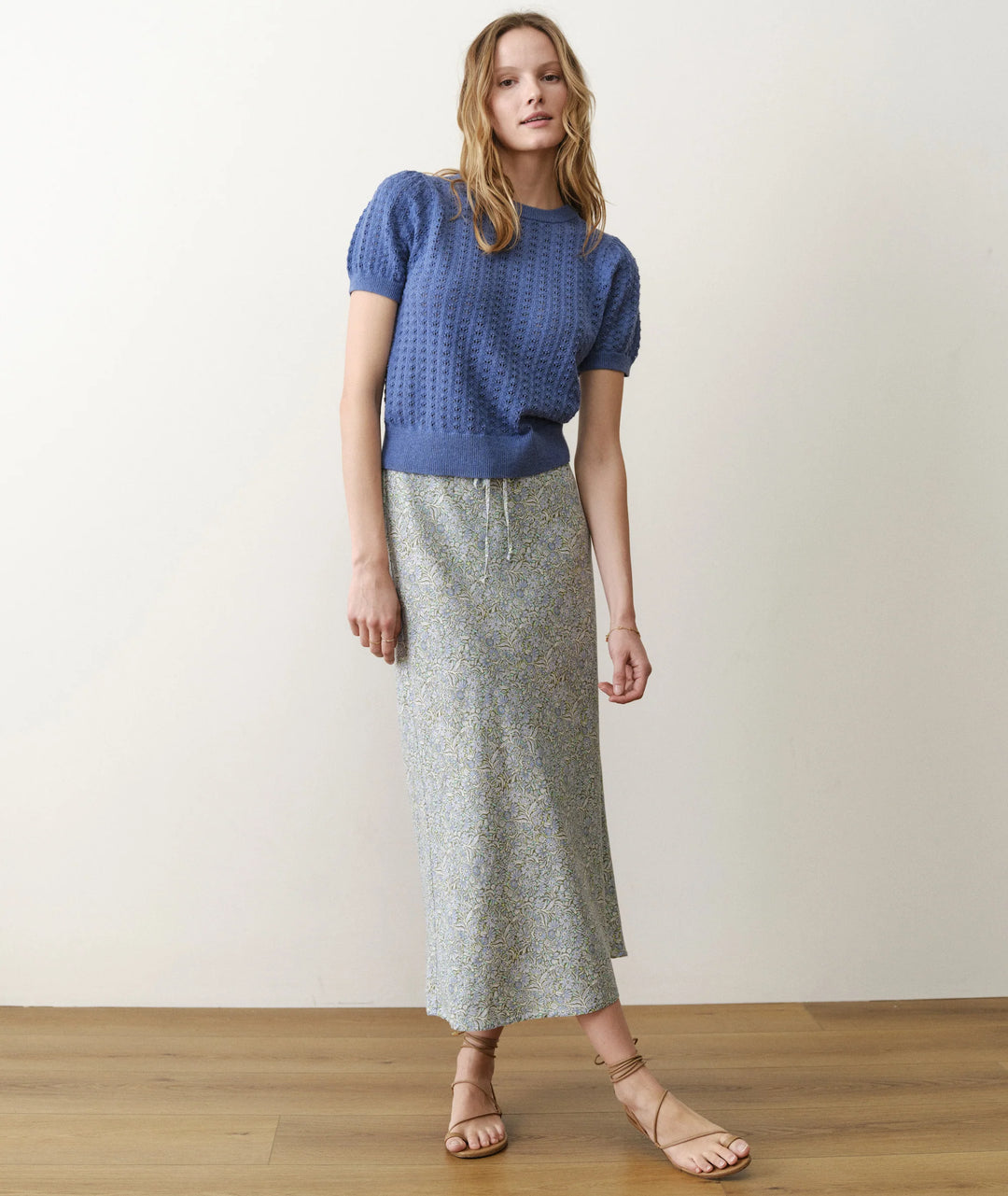 Avery Hemp Midi Skirt Sea Floral