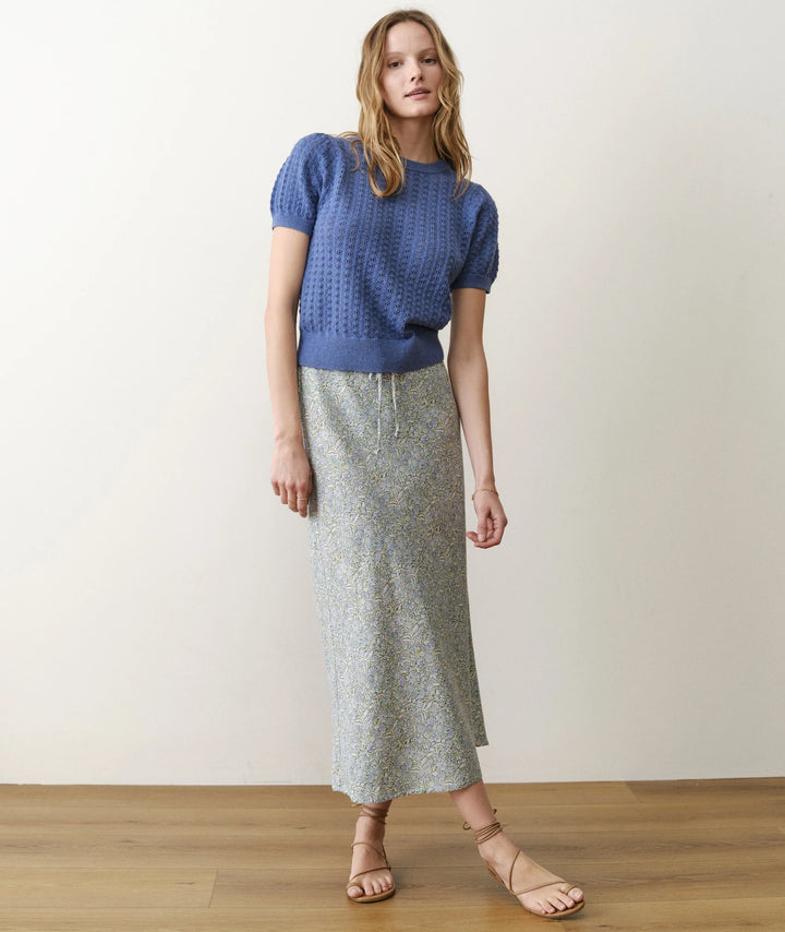 Avery Hemp Midi Skirt Sea Floral