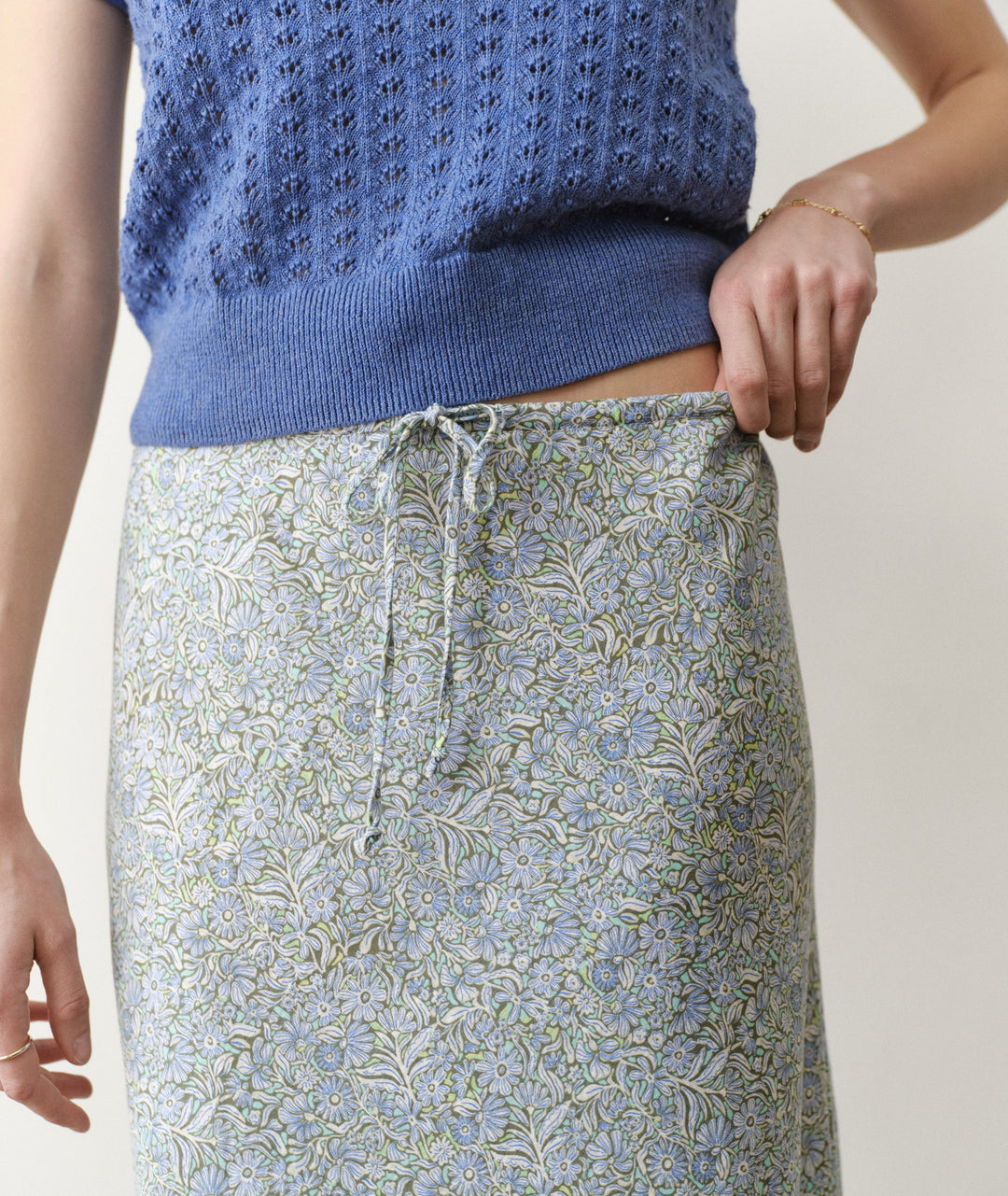 Avery Hemp Midi Skirt Sea Floral