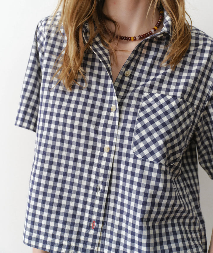 Bonnie Poplin Shirt Navy Gingham