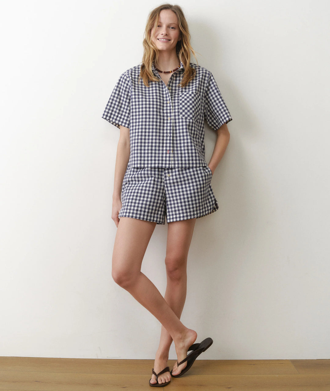 Bonnie Poplin Shirt Navy Gingham