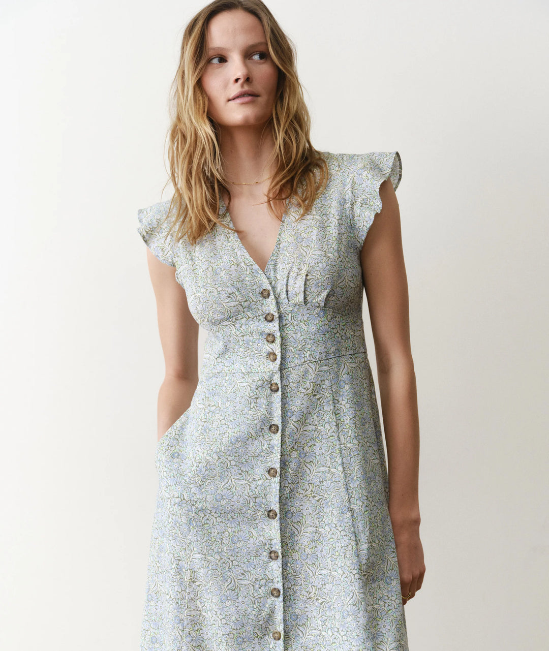 Camila Midi Dress Sea Floral