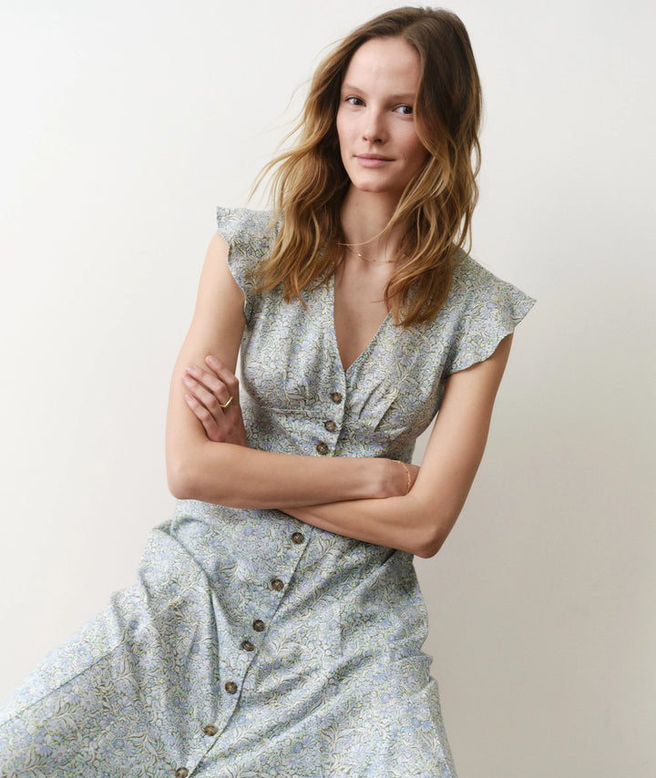 Camila Midi Dress Sea Floral