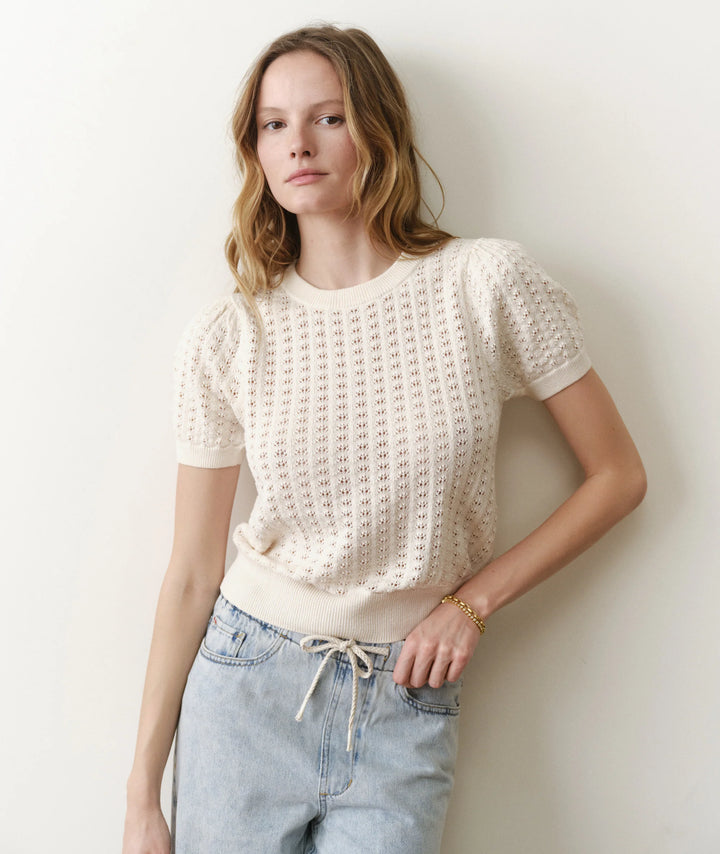 Ellie Puff Sleeve Sweater Cream