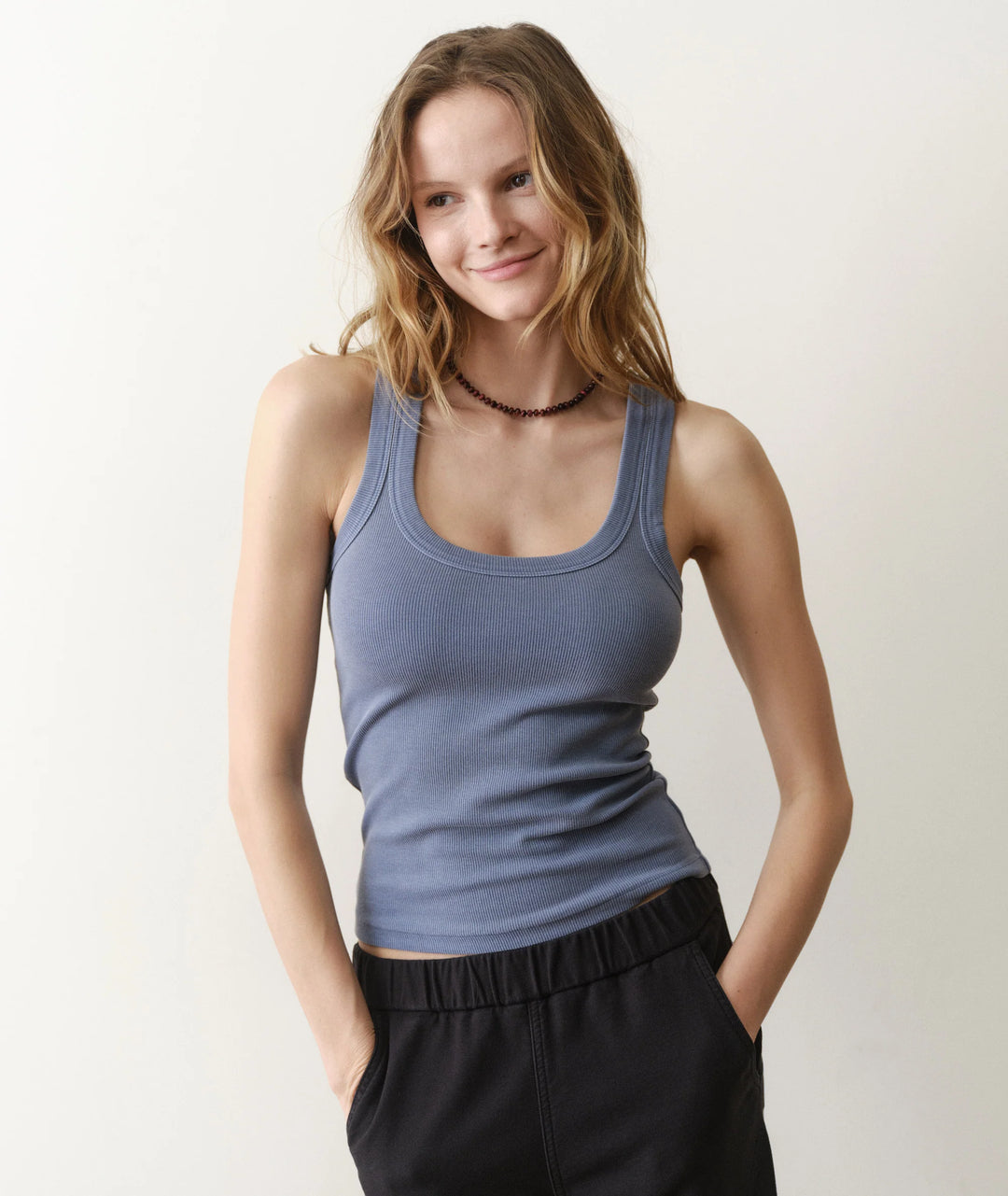 Lexi Rib Scoop Tank Vintage Indigo
