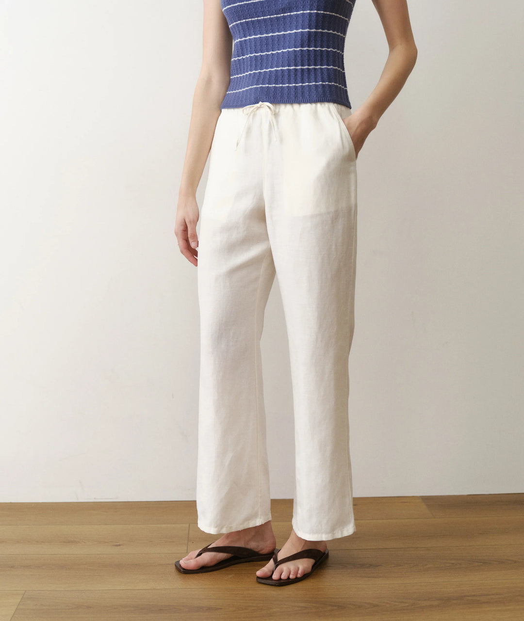 Linen Drawstring Pant Antique White