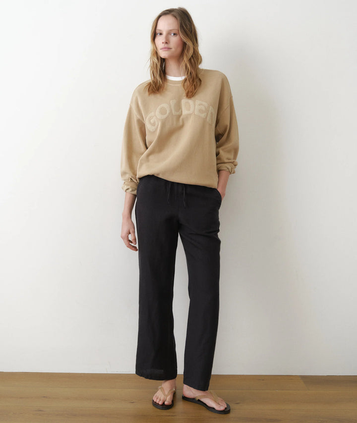 Linen Drawstring Pant Black