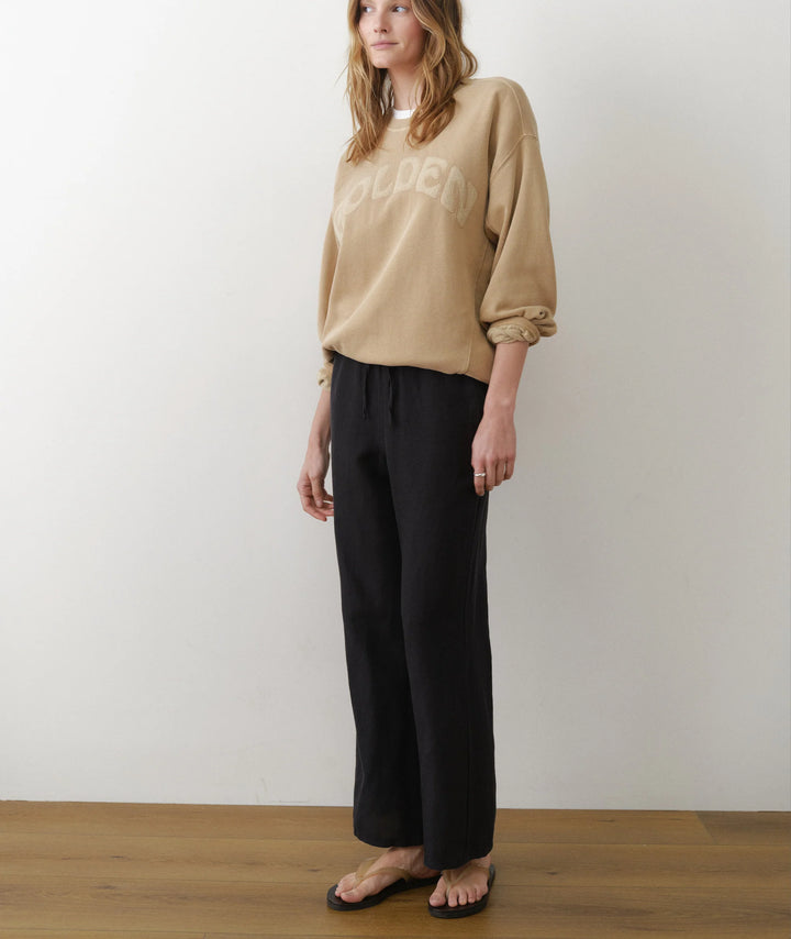 Linen Drawstring Pant Black