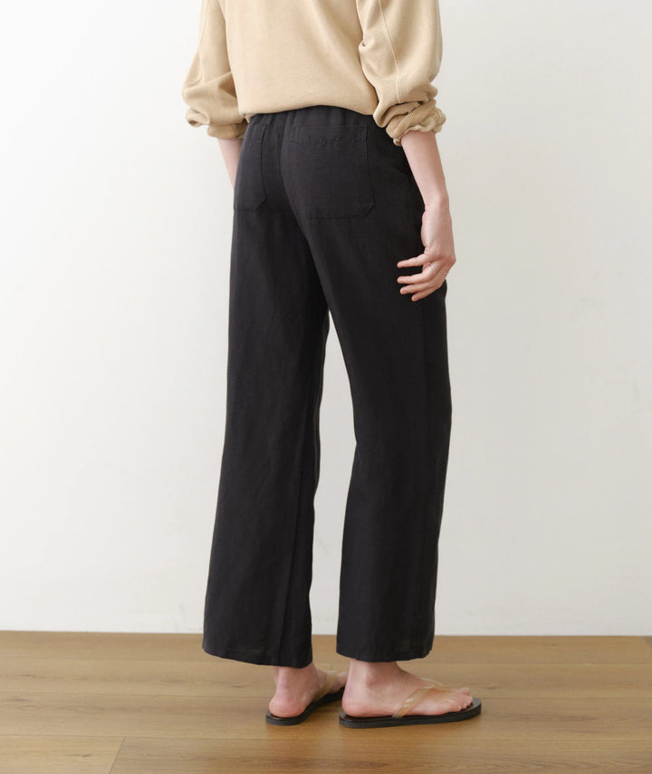 Linen Drawstring Pant Black